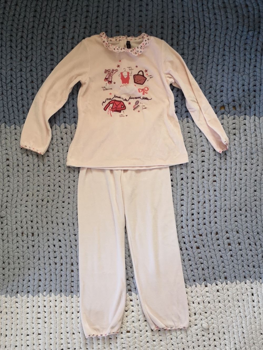 Girls Ballet-Print Light Pink Long Sleeve Pajama Set